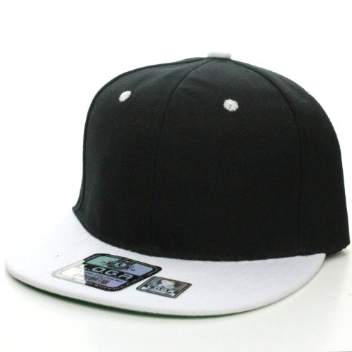 L.O.G.A. Plain Adjustable Snapback Hats Caps (Many Colors). (One Size, Black White)