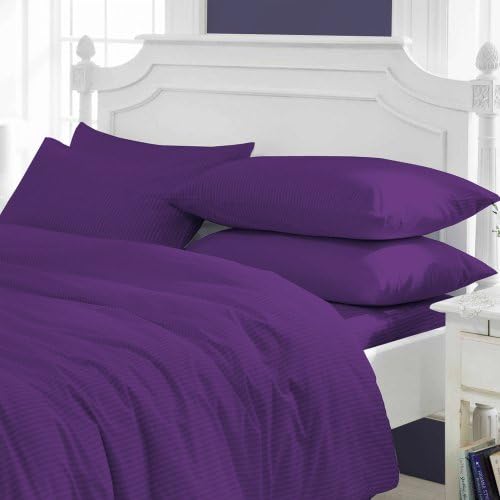 AMERICA EMPORIUM SPA LIKE FEEL GOTS VERIFIED 100% ORGANIC Cotton Italian Finish MADE IN USA Sheet Set 800TC Fits Upto 19 Inches Deep Pocket Stripe (King, Purple)