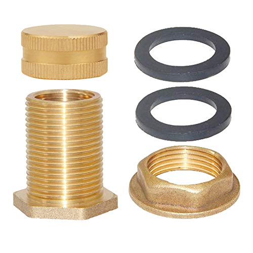 Joywayus Brass Male Garden Hose Bulkhead Fitting with Plugs,1/2" Female
