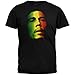 Bob Marley Face Rasta Tri-Color Adult Men's Black T-Shirt L