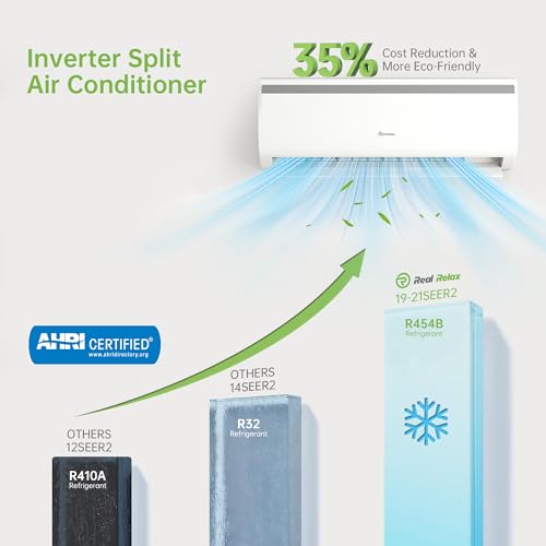 Real Relax 12000 BTU Mini Split AC Heater, 20 SEER2, 115V Inverter | Cools & Heats Up to 750 Sq.Ft, WiFi & Alexa Compatible, R454B Refrigerant, Included Installation Kit Ductless