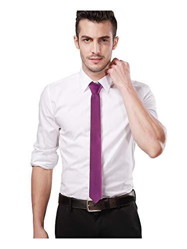 Landisun Skinny Purple Tie Silk Tie Satin Slim Necktie Exclusive 2 inch - Thumbnail 4