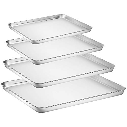 Baking Sheet Set of 4, Yododo Stainless Steel Baking Pan Tray Cookie