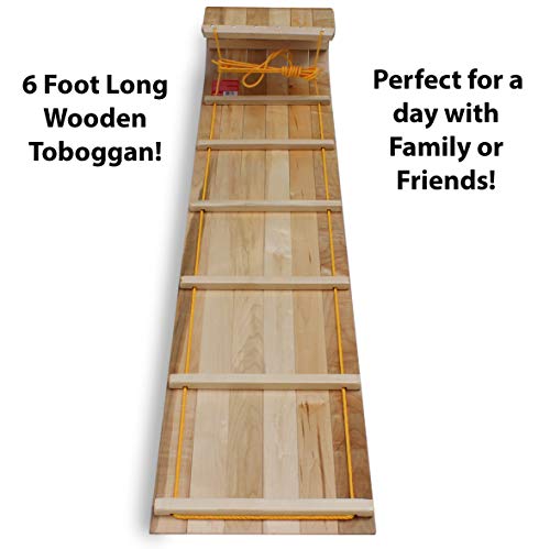 Flexible Flyer Wood Toboggan. Snow Sled Adults & Kids, 6' - Thumbnail 4