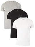 Diesel Men's Jake 3-Pack Essentials Crew Neck T-Shirt, White/Black/Grey, Large