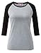 Regna X Love Coated Women Soft and Stretchy Long Sleeve Raglan Top Black Gray