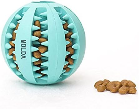 Molda IQ CHEW TOY BALL FOR DOGS &amp; CATS [Dental Treat][Bite Resistant] Durable Non Toxic- BPA FREE-Strong Tooth Cleaning Dog Toy Balls for Pet IQ Training/Playing,Soft Rubber,Bouncy,Tennis Ball Size