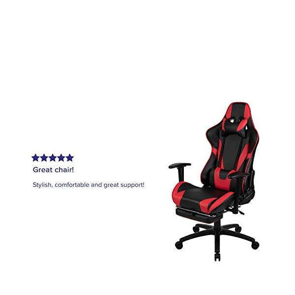 Silla Escritorio Computadora apoya piés y cabeza Eco Cuero Rojo - Imagen 5
