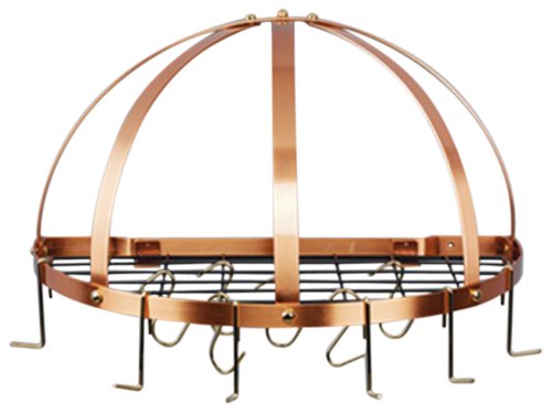 Old Dutch Half-Round Pot Rack with Grid & 12 Hooks, Copper, 22