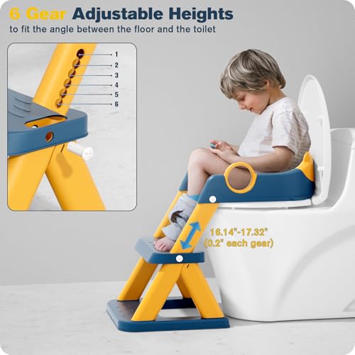 Rabb 1st Children's Toilet Reducer, Raised Seat for Men and Women, Non-Slip Anti-Splash Platform for Toilet, Blue Yellow