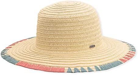 Artisanal Colorful Panama Style Straw Sun Hat with Stipes and Pom Poms Straw Panama Style Sun Hat with Red Pom-Pom Trim Red at  main image 4