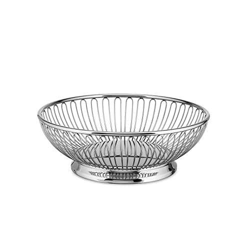 Alessi 826/20 Round Wire Design Basket Stainless Steel 18/10, Mirror Polished