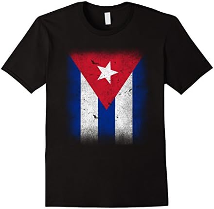 Mens Cuban Flag T-shirt Camiseta Bandera de Cuba Tee Medium Black
