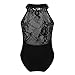 Agoky Girls Floral Lace Ballet Dance Leotard Turtle Neck Retro Gymnastics Unitard Biketard Training Practice Outfit Dancewear