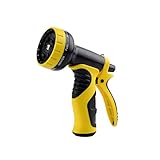 VOLFO Garden Hose Nozzle, Spray Nozzle, Plastic ABS Water Nozzle, Heavy Duty 9 Adjustable Watering Patterns, Yellow, 12-month Worry-free Quality Warranty