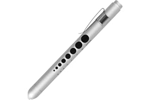 Aokin Medical Pen Light for Nurse Doctor, Reusable LED Medical Penlight Flashlight with Pupil Gauge and Ruler, White Light, Silver