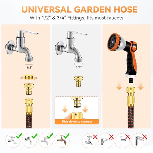 Yofidra Hose Pipe 50FT, Expandable Garden Hose with 10 Function Spray Nozzle, 3/4" & 1/2" Quick Connectors, Flexible Water Hose No-Kink, Lightweight Hosepipe for Garden, Car Washing Outdoor Cleaning
