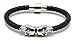 Censtusllery Punk Alloy Double Skull Cuffs Magnet Buckle Bracelet Bangle With Leather