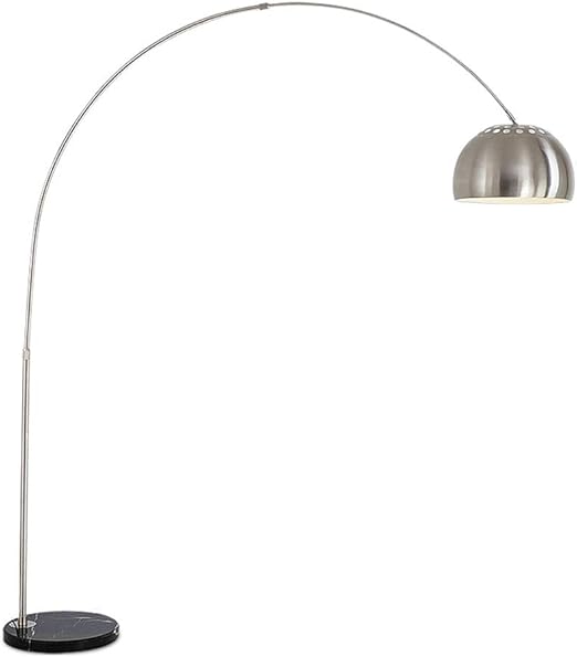 Legely Arched Floor Lamp Brushed Silver Perfect Fishing Marble