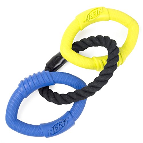 Nerf Dog Medium to Large 3-Ring Tug Interactive 15-Inch Rubber Dog Toy