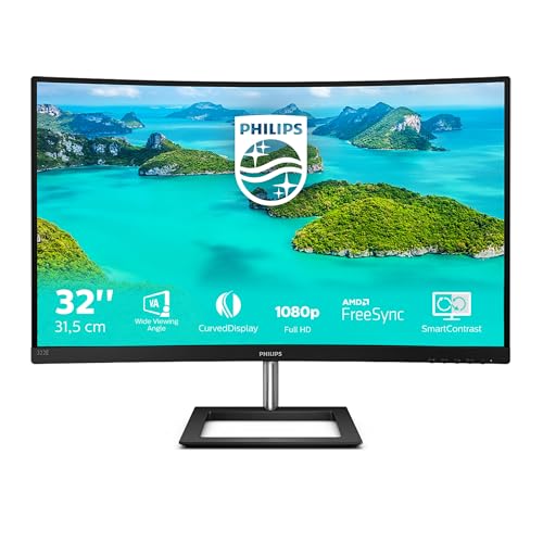 E Line 322E1C/00 écran Plat de PC 80 cm (31.5") Quad HD LCD Incurvé Noir - Écrans Plats de PC (80 cm (31.5"), 1920 x 1080 Pixels, Quad HD, LCD, 4 ms, Noir)