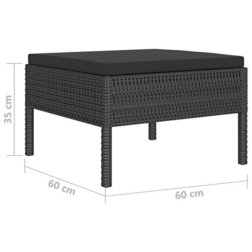 Festnight 4-TLG. Garten-Lounge-Set mit Auflagen Gartenmöbel-Set Gartensofagarnitur Lounge Sofa Garnitur Poly Rattan Lounge Set Sitzgarnitur Garten Sitzgruppe Poly Rattan Schwarz – Bild 5