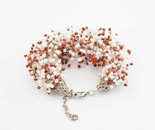 HANDMADE Coffee lover gift beadwoven jewelry bold I love coffee handcrafted bracelet brown gemstone Aventine