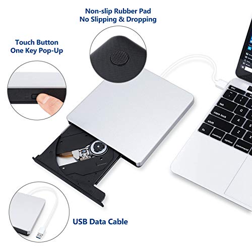 MMUSC External CD/DVD Drive for Laptop,USB Burner Writer Drive Player High Speed Data Transfer for Laptop/Desktop/MacBook/Mac OS/Windows10/8 - Thumbnail 4