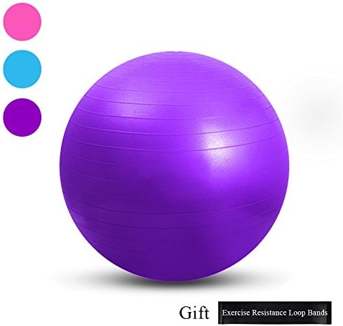 LOPET Exercise Ball (Multiple Sizes),Anti-Burst Birthing Ball/Thick Fitness Ball/Stability/Yoga ball(Office and Home) (Purple, 45cm Purple Gym Ball)