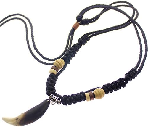 ZONGAO Native American Coyote tooth necklace brush wolf Man rendezvous