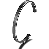 HAQUIL Viking Open Cuff Bracelet, Stainless Steel Black Bangle, Vintage Jewelry, Gift for Men and Women