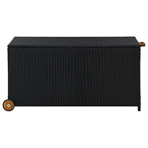 vidaXL Garten Aufbewahrungsbox Auflagenbox Gartentruhe Kissenbox Gartenbox Kissentruhe Auflagenkiste Schwarz 120x65x61cm Poly Rattan – Bild 3