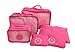 Stay Dry 6 Set Packing Cubes Luggage Compression Pouches - Travel Organizers - Hot Pink
