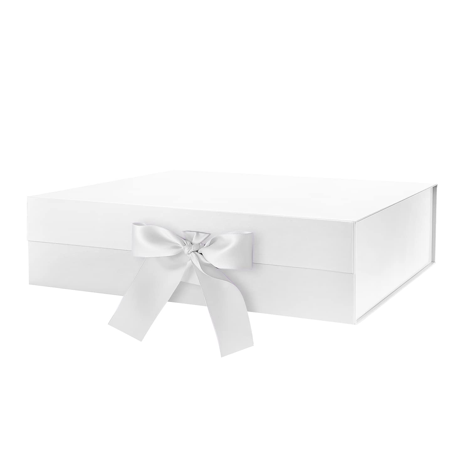 Photo 1 of GREEN BEAN Large Gift Box with Lid for Presents 13x9.7x3.4 Inches, White Magnetic Gift Box with Ribbon, Bridesmaid Proposal Box, Luxury Gifts Box (Glossy White)