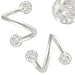 16g 16 gauge (1.2mm), 5/16 Inches 8mm long - surgical steel eyebrow lip bars ear tragus Twist earring rings spiral Barbells with Clear Swarovski Crystal Ferido balls APSD - Pierced Jewelry Body Piercing Jewellery- Set of 2