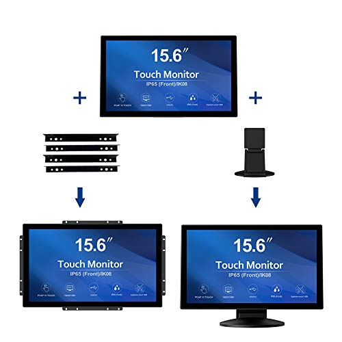 GreenTouch 15.6 Inch 10 Point Open Frame Touch Display, Industrial PCAP Touchscreen Monitor, VGA+HDMI+DVI Port - 16:9