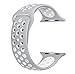 top4cus 42mm Soft Silicone Replacement Sport Strap iWatch Band for Apple Watch 42mm Edition & Sport & Apple watch NIKE Series 1 and Series 2 - Small/Medium - Nike Regular Flat Silver/White