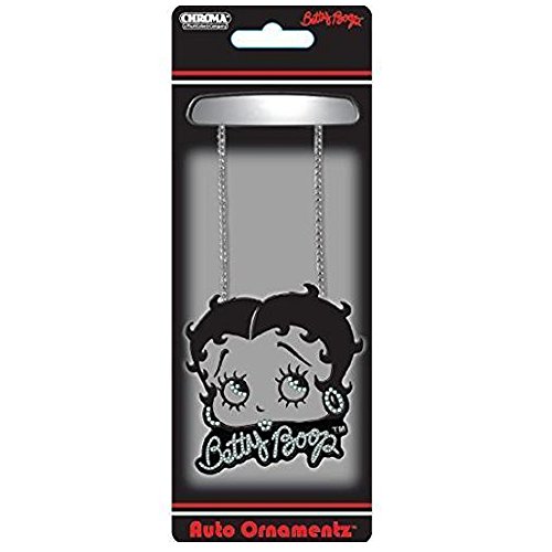 Betty Boop Face Head with Name Script with Gem Clear Crystals Animal Print Safari Wild Series Auto Car Truck SUV Vehicle Universal-fit Rear View Mirror Ornament - Auto Ornamentz