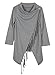 Ezcosplay Chic Long Sleeve Solid Asymmetric Hem Tassel Shirt Tops for Women