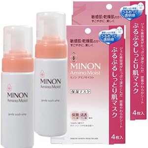[2 + 2] set Minon Amino Moist Purupuru moist skin mask 22mL Ã— 4 pieces x2 pieces + this Gentle Wash whip 150mLx2