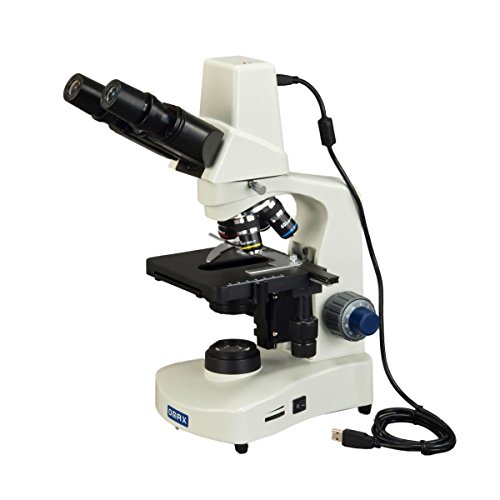 OMAX 40X-2000X Built-in 3MP Camera Binocular Compound LED Microscope+Blank Slides+Covers+Lens Paper