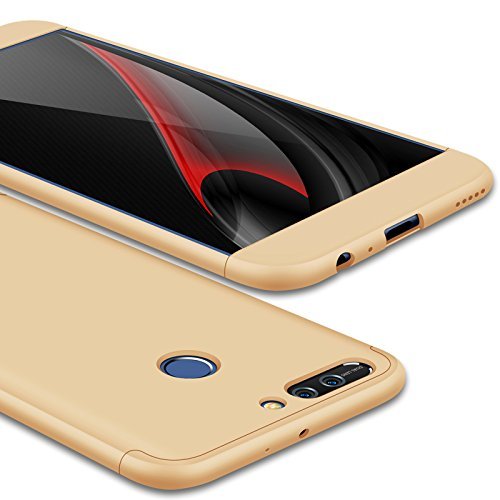 Honor 8 Pro/V9 Case,360 Degree Full Cover Removable Hard PC Frame 3 in 1 Shockproof Hybird Slim Tough Armor Phone Case for Huawei Honor 8 Pro/V9/6X/GR5 2017/Mate 9 (Honor 8 Pro /V9, Gold)