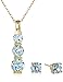 Amazon Collection 18k Yellow Gold Plated Sterling Silver Gemstone Journey Pendant Necklace and Stud Earrings Set