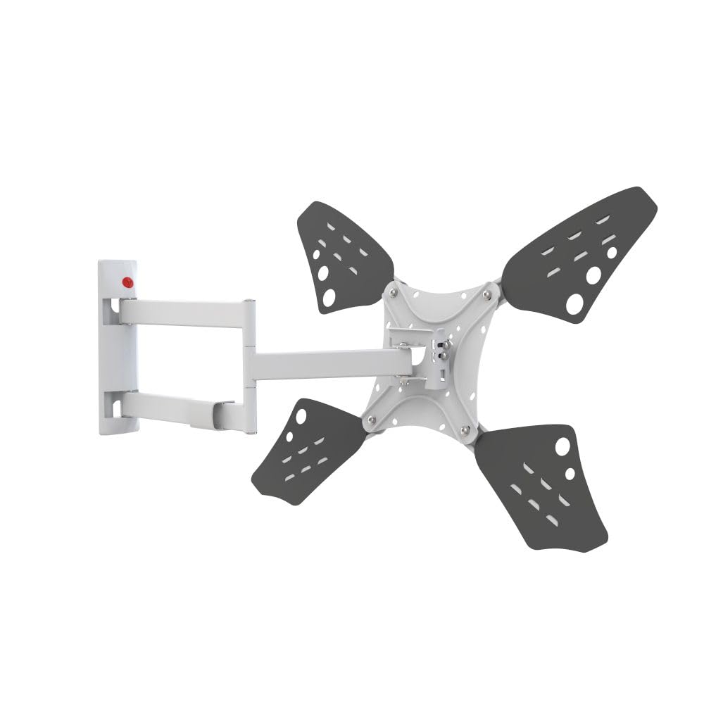Barkan Long White TV Wall Mount, 13 - 80 inch Full Motion Articulating - 4 Movement Flat / Curved Screen Bracket, Holds up to 110lbs