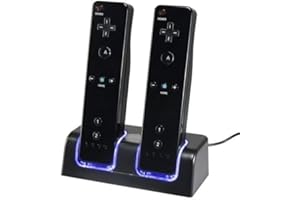 PULORY Wii Charging Station, Dual Charger Dock with Two Rechargeable 2800mAH Batteries for Wii Remote Controller (Black)