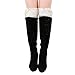 Tirain Women Knitted Flat Button Down Crochet Leg Warmers with Lace Trim FBA(White)