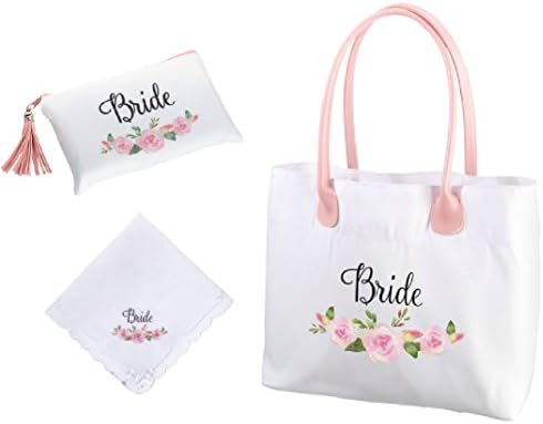 Roy Rose Gifts Lillian Rose Watercolors Bride Floral Tote, Survival Bag, and Hankerchief Bundled Set