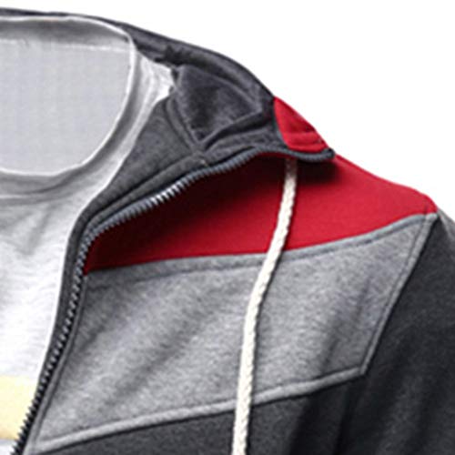 Clearance!Patchwork Drawsting Autumn Winter Casual Zipper Long Sleeve Splicing Sweatshirt Hoodie Coat - Thumbnail 3