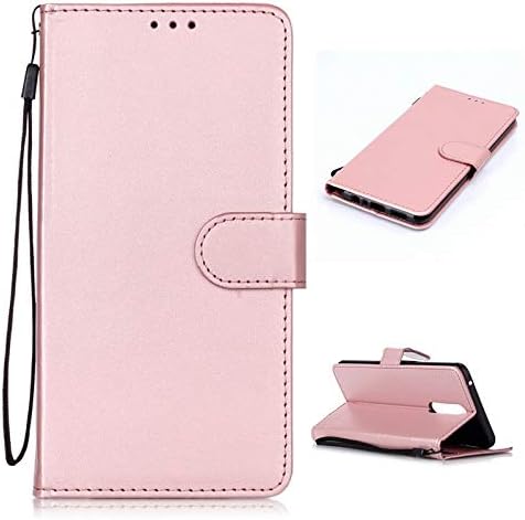 GeorgeBr- for Oppo F11 Wallet Case, Slim Horizontal Flip Folio Leather Phone Case with Kickstand and Wristlet for Oppo F11 (Color : Rose Gold)