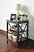 RAAMZO Espresso Finish Wooden X-Design Chair Side End Table with 3-Tier Shelf